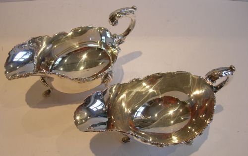 fig 1. Pair Antique Scottish Silver Plated Sauce Boats c.1900