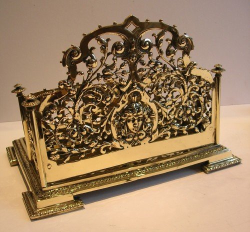 fig 2. Grand Antique English Cast Brass Stationery Caddy / Inkstand - Reg. Number For 1886