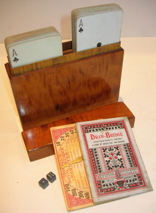 Antique English Fruitwood Playing Card Box C.1910