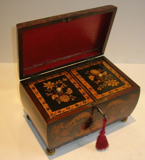 English Regency Penwork Tea Caddy C.1820