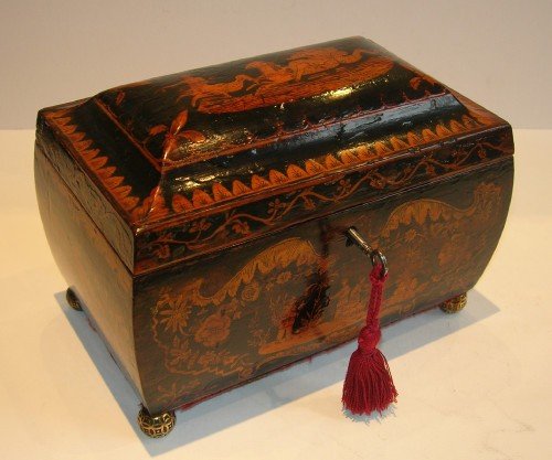 fig 1. English Regency Penwork Tea Caddy c.1820