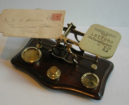 Antique English Mahogany & Brass Letter Scales; Signed T. J. Smith, Son & Downes of London