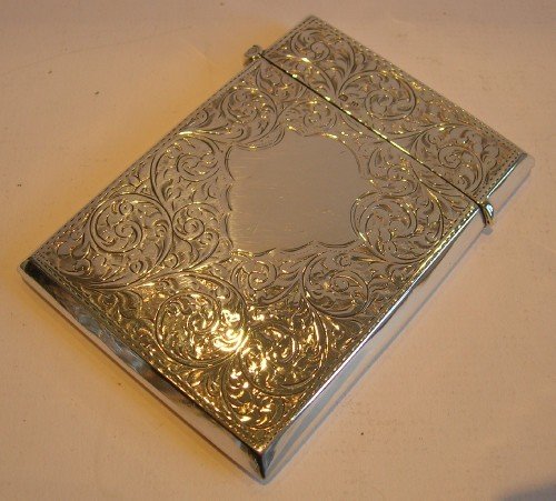 Handsome Antique English Sterling Silver Visiting Card Case - 1912