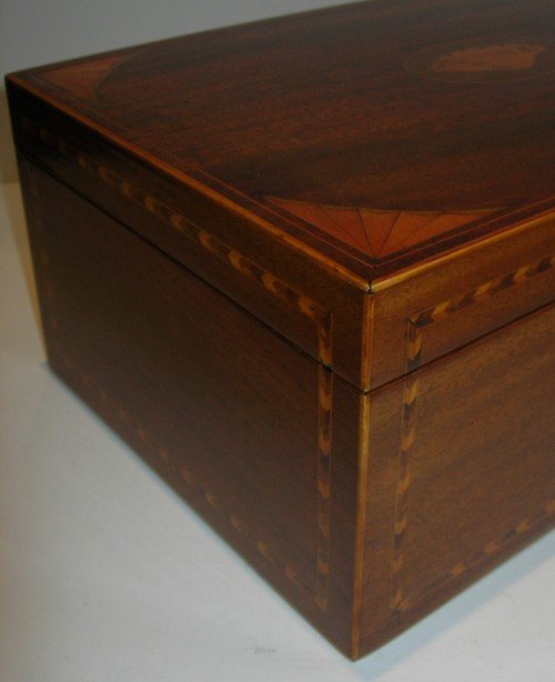 fig 1. Antique English Sheraton Style Inlaid Mahogany Box c.1890