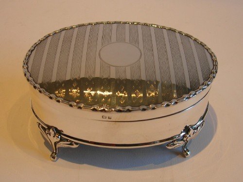 Stunning Large English Sterling Silver Jewelry Box - 1918