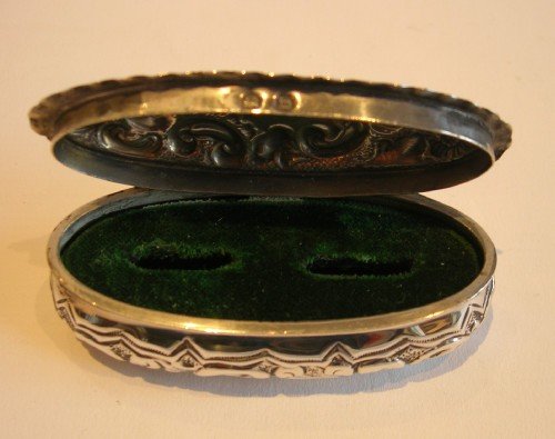 fig 1. Charming Antique English Sterling Silver Ring Box For Two Rings - 1896