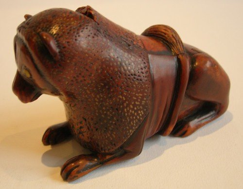 fig 1. Rare Eighteenth Century Figural Birch Wood Carved Snuff Box - Lion c.1780