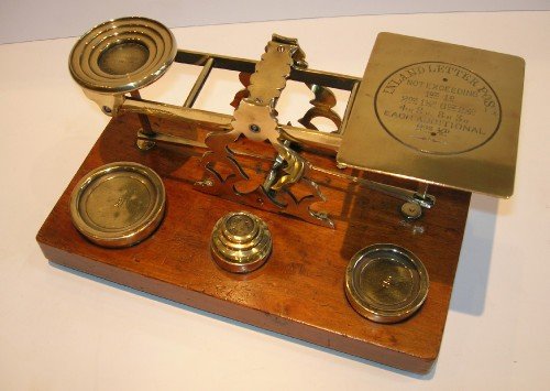Fabulous Large Mahogany & Brass Postal Scale by S. Mordan & Co., London C.1885