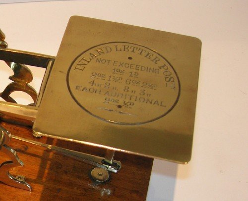 fig 1. Fabulous Large Mahogany & Brass Postal Scale by S. Mordan & Co., London c.1885