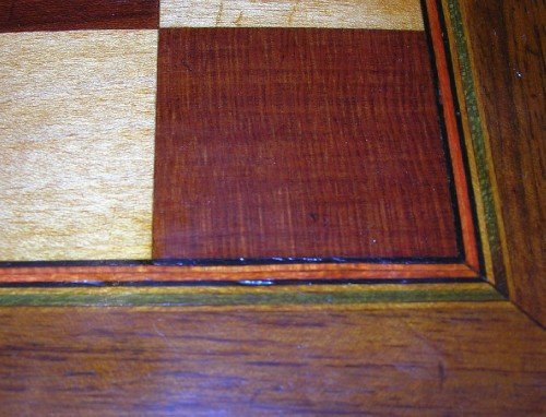 fig 2. Antique English Walnut Chess / Backgammon Board / Box - Plus Chess Set