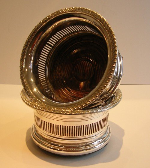 Pair Pierced Silver Plated Wine Coasters C.1920