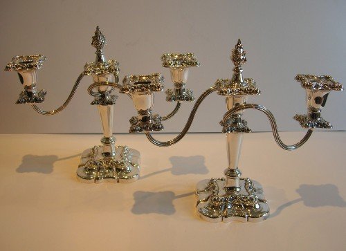 Antique English Silver Plated Candelabra by Mappin & Webb C.1890