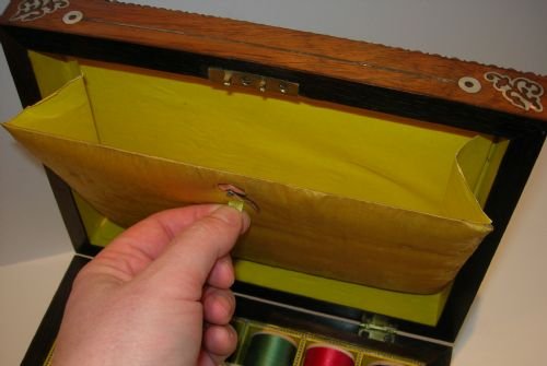 fig 2. William IV Rosewood Sewing Box - Mother of Pearl Inlay - Birds - 1830