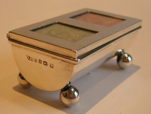 fig 1. Wonderful Antique English Sterling Silver Postage Stamp Box