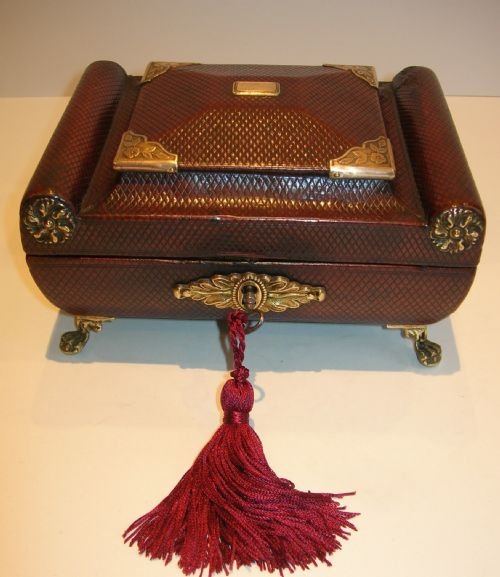 English Regency Period Sewing Box - Leather Covered C.1820