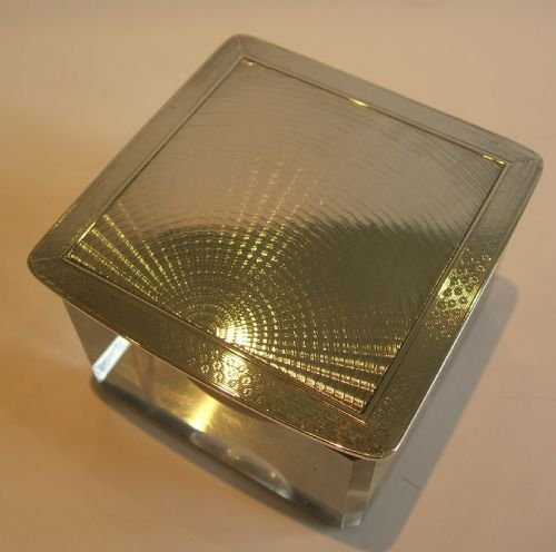 Huge Art Deco Crystal & Sterling Silver Inkwell - 1929