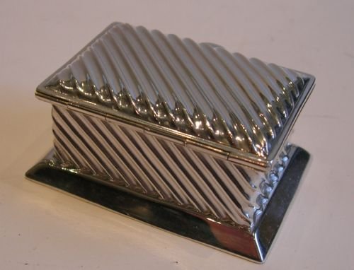 fig 1. Unusual English Victorian Sterling Silver Postage Stamp Box by Deakin & Francis