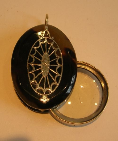 Grand Tortoise Shell Clad Magnifying Glass / Loop - Silver Pique