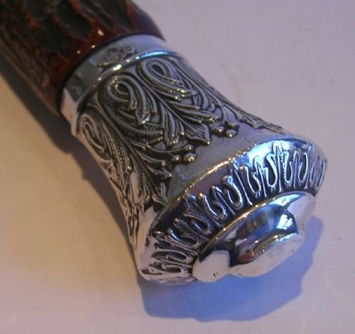fig 1. Medium Antler Horn & Sterling Silver Handled Magnifying Glass - 1886