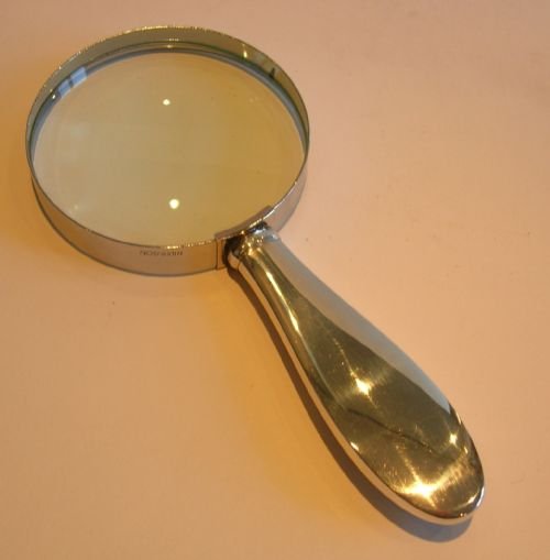 fig 1. English Tortoise Shell & Sterling Silver Handled Magnifying Glass - Pique Inlay