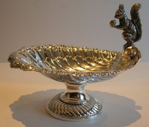 Large Antique English Figural Nut Dish - Squirrel - Victorian C.1880