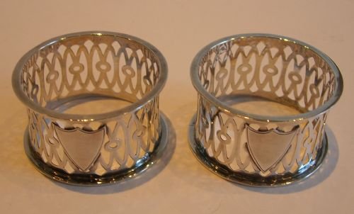 fig 1. Boxed Pair Antique English Sterling Silver Napkin Rings - 1901