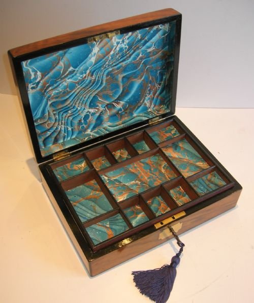 fig 1. Antique English Walnut Jewelry Box c.1880