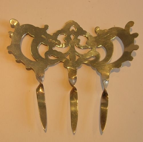 fig 1. Pair Large Antique English Sterling Silver Hair Combs - 1906/7