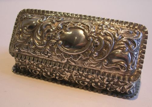 Victorian English Sterling Silver Ring Box for Four Rings - 1900