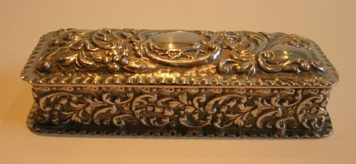 fig 1. Victorian English Sterling Silver Ring Box for Four Rings - 1900