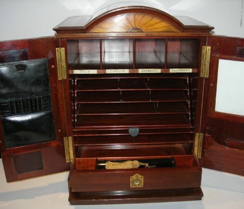 fig 1. Magnificent & Grand Inlaid Mahogany Writing / Stationery Cabinet - Georgian House Front