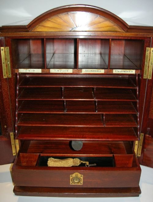 fig 2. Magnificent & Grand Inlaid Mahogany Writing / Stationery Cabinet - Georgian House Front