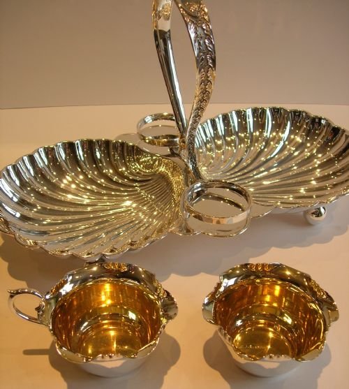 Antique English Silver Plated Strawberry Set; Reg. No. For 1891