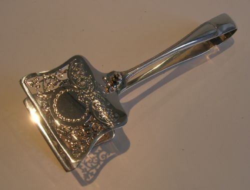 Large Antique English Sterling Silver Serving Tongs
