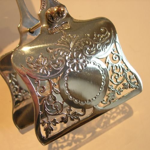 fig 1. Large Antique English Sterling Silver Serving Tongs