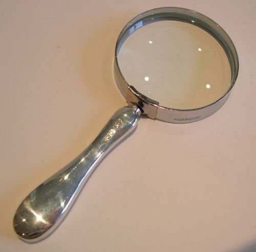 fig 1. Small Antique English Sterling Silver & Tortoiseshell Handled Magnifying Glass - 1927
