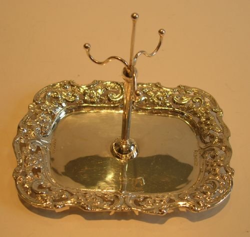 Antique English Sterling Silver Jewelry Tray / Ring Tree - 1907