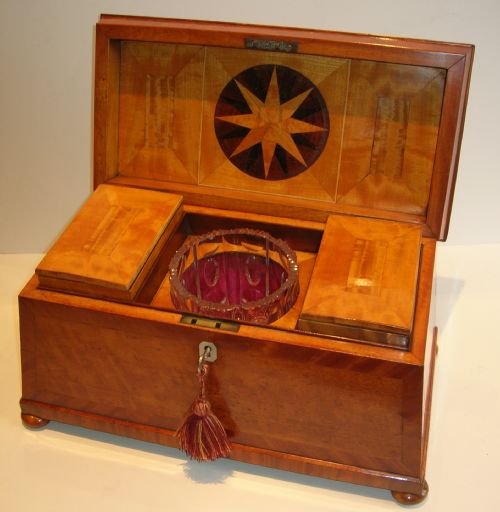 Fabulous Large Regency Tea Caddy in Satinwood - Double Canister Interior C.1820