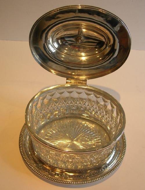 fig 2. Grand Large Cut Crystal & Silver Plate Biscuit Box By Atkin Brothers, c.1880
