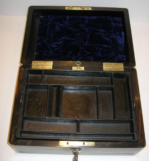 fig 2. Antique English Brass Bound Coromandel Jewelry Box c.1850