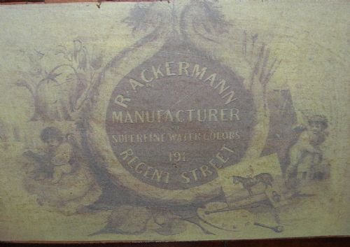 fig 1. Antique English Artist's Watercolor Box in Mahogany - Ackermann c.1890