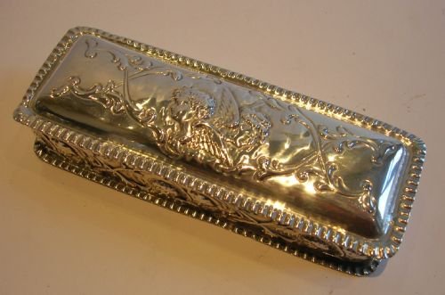 Antique English Sterling Silver Ring Box for Six - Cherubs or Angels