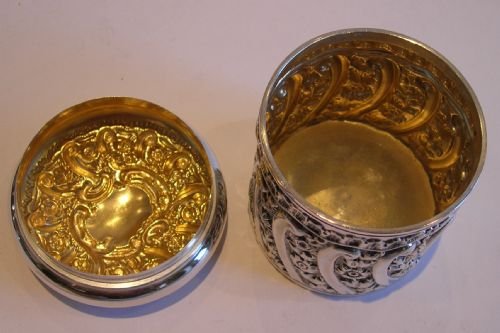 fig 1. Antique English Cylindrical Dressing Table Box - Chester 1903