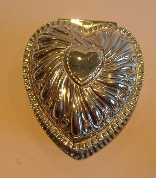 Antique English Sterling Silver Heart Box - Large & Romantic - 1895