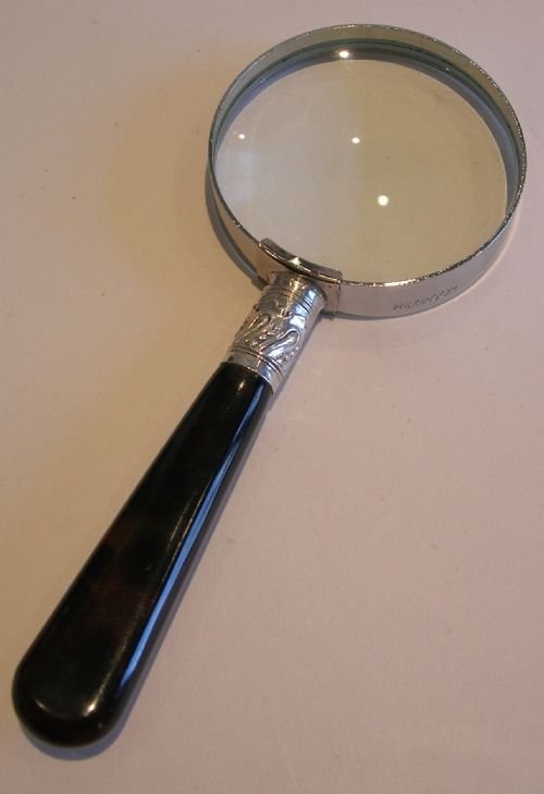Small Antique Tortoiseshell & Sterling Silver Handled Magnifying Glass