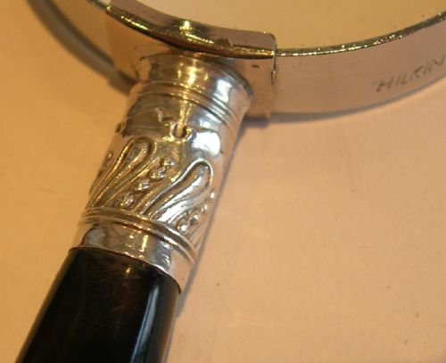fig 1. Small Antique Tortoiseshell & Sterling Silver Handled Magnifying Glass