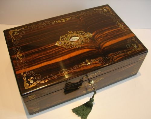 Fabulous Coromandel Writing Slope / Lap Desk - Intricate Inlay C.1850