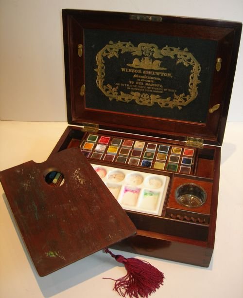 Large Victorian Artist's Watercolour Box by Winsor & Newton C.1890