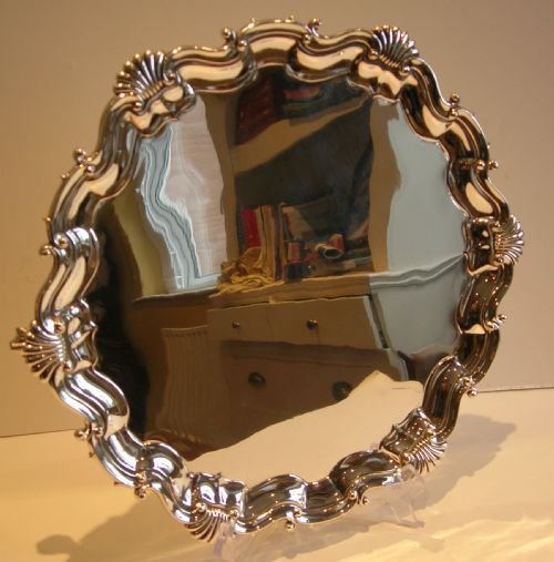 Stylish Antique English Silver Plated Tray / Salver - Goldsmith's & Silversmith's Company, London