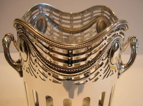 fig 1. Beautiful Antique English Silver Plated Bottle Holder c.1900